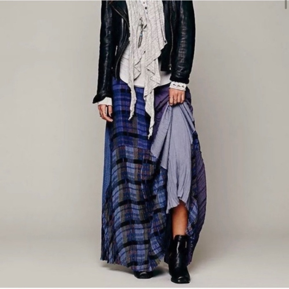 Free People FP One Patchwork Plaid Maxi Skirt